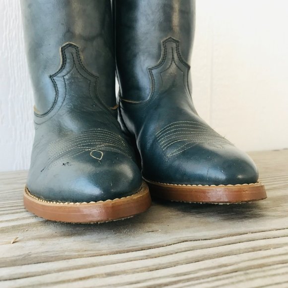 Vintage Dingo Acme Cowboy Western Boots Mens Sz 8 EW Gray Leather Campus - Picture 8 of 11